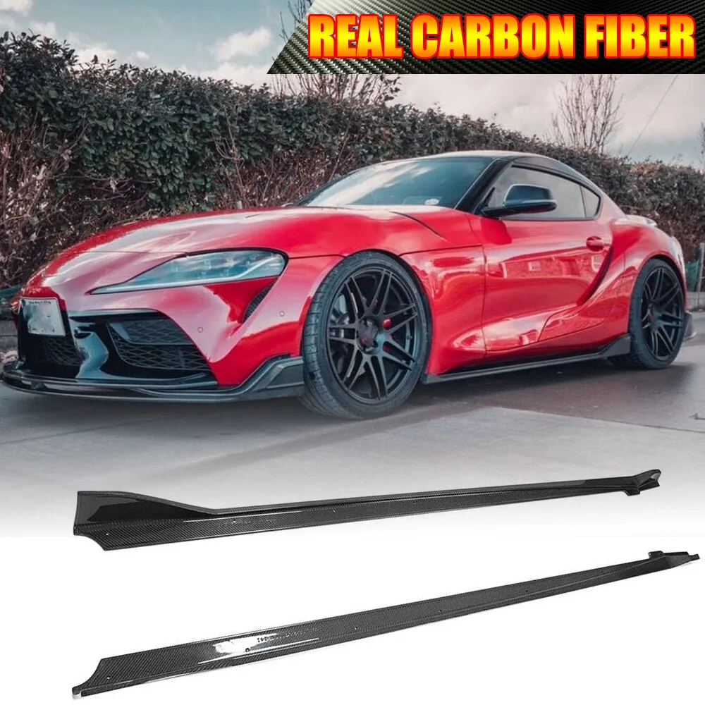 For Toyota Supra A90 A91 2019UP Real Carbon Side Skirt Extension Lip Spoiler Car Accessories