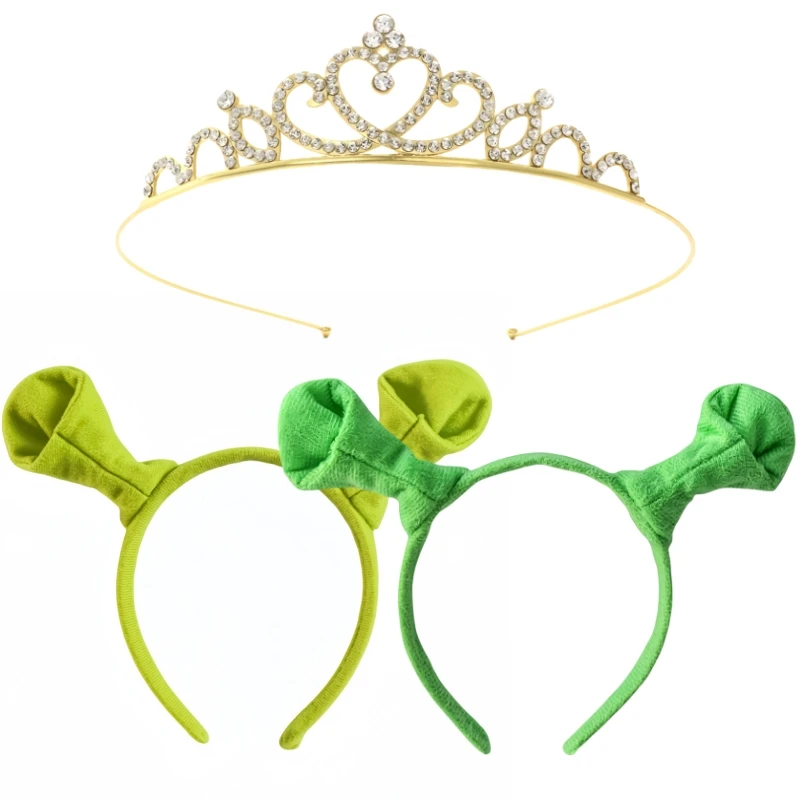 Śliczny zielony potwór Shrek Antena na uszy Opaska do włosów Tkanina do mycia twarzy Klips do włosów Nakrycia głowy Kreskówka zwierzęca opaska potwora Impreza świąteczna — 2