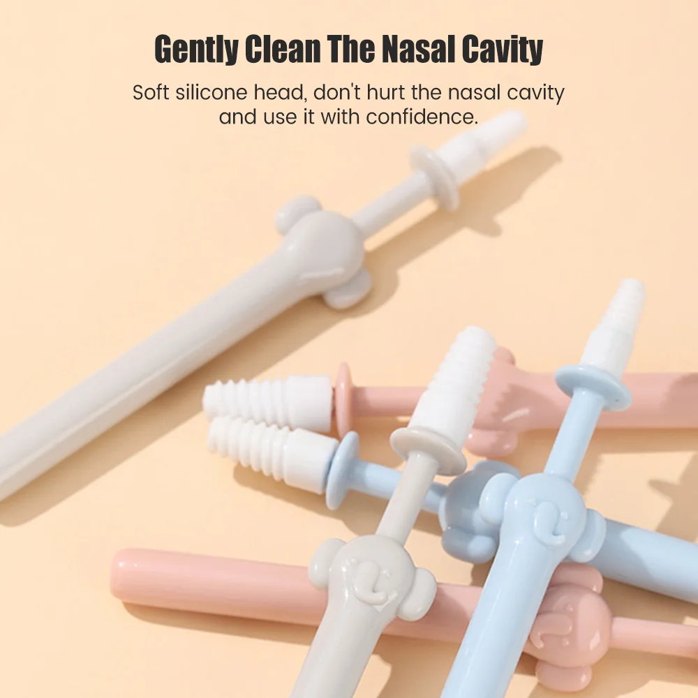 Silicone Nasal Cleaning Nose Wax Stick Sterile Nose Cleaning Stick Spiral Head Nasal Wash Wax Removal Brush for Children Adults