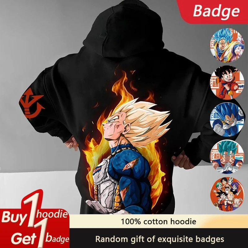 

Dragon Ball GOKU Vegeta Loose Hoodie Classic Anime Peripheral Autumn Men's and Women's Cotton Fashion Sports Sweater Top