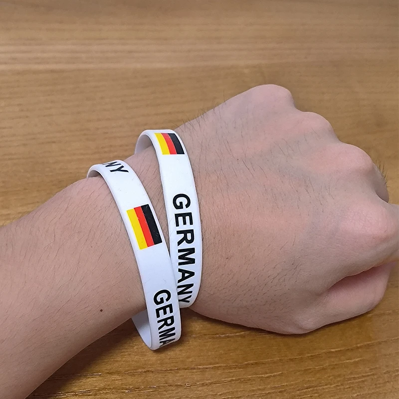 2pcs Germany National Flags Wristbands Sports Silicone Bracelet Men Women Rubber Band Patriotic Commemorative Fashion Accessory