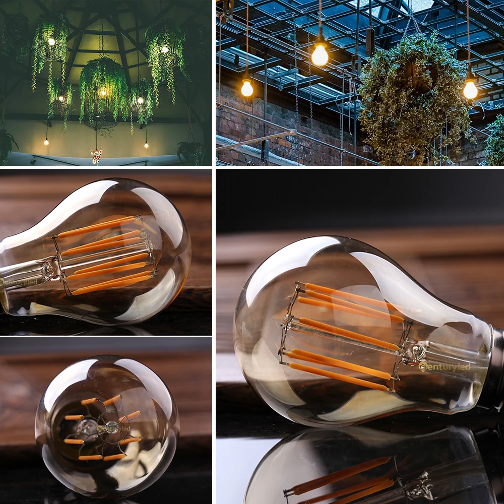 Ganliland – ampoule à Filament Led A19, 8W, E27, teinte or, verre, Vintage, ronde, 2200K, A60, 220V, pour décoration de salon