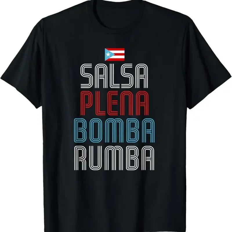 Puerto Rico Flag Music T Shirt Salsa Plena a Rumba