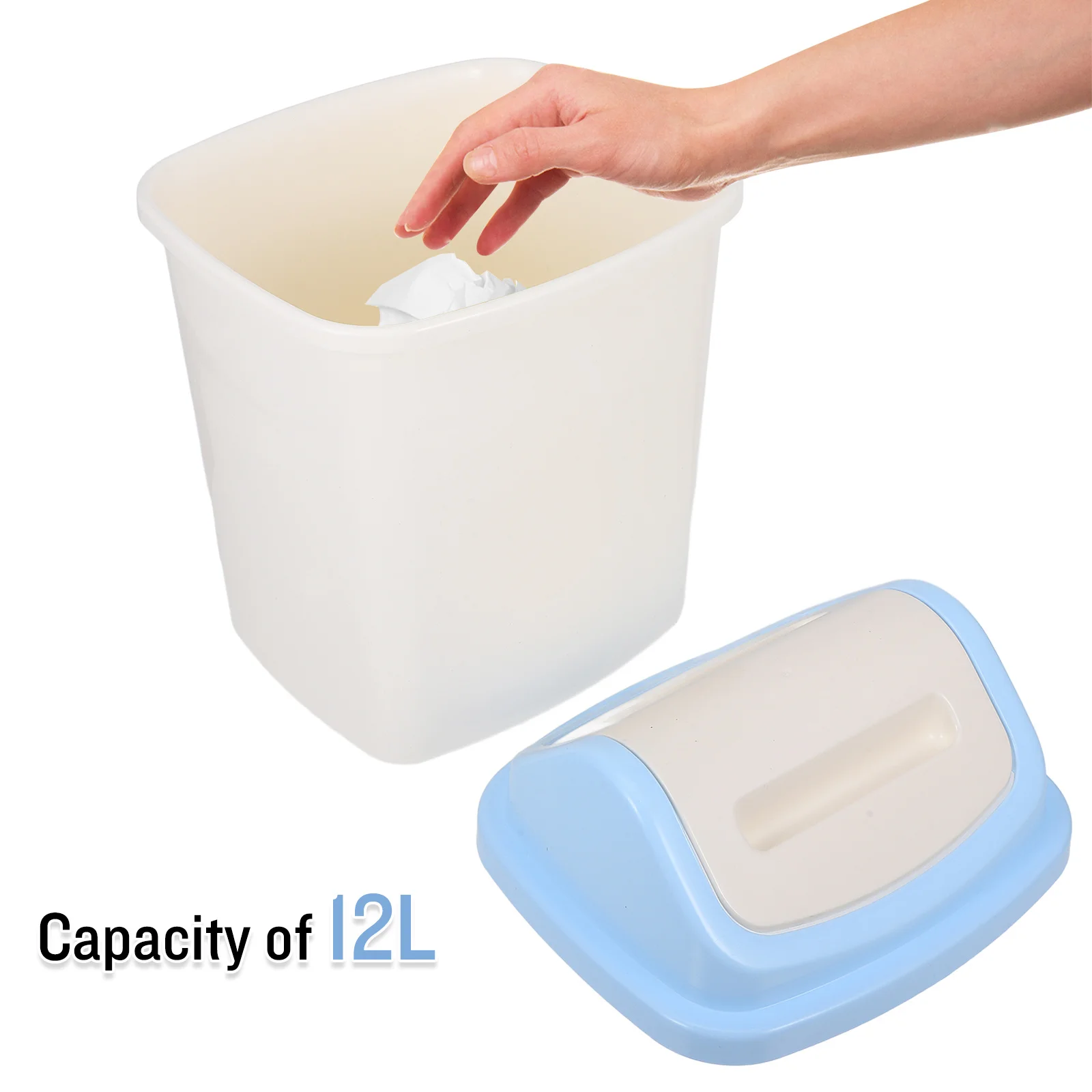

12L Flip-Top Trash Can Sleek Waste Bin for Bathroom Kitchen Small Lidded Garbage Can Waste Bin with Lid Bathroom Trashcan