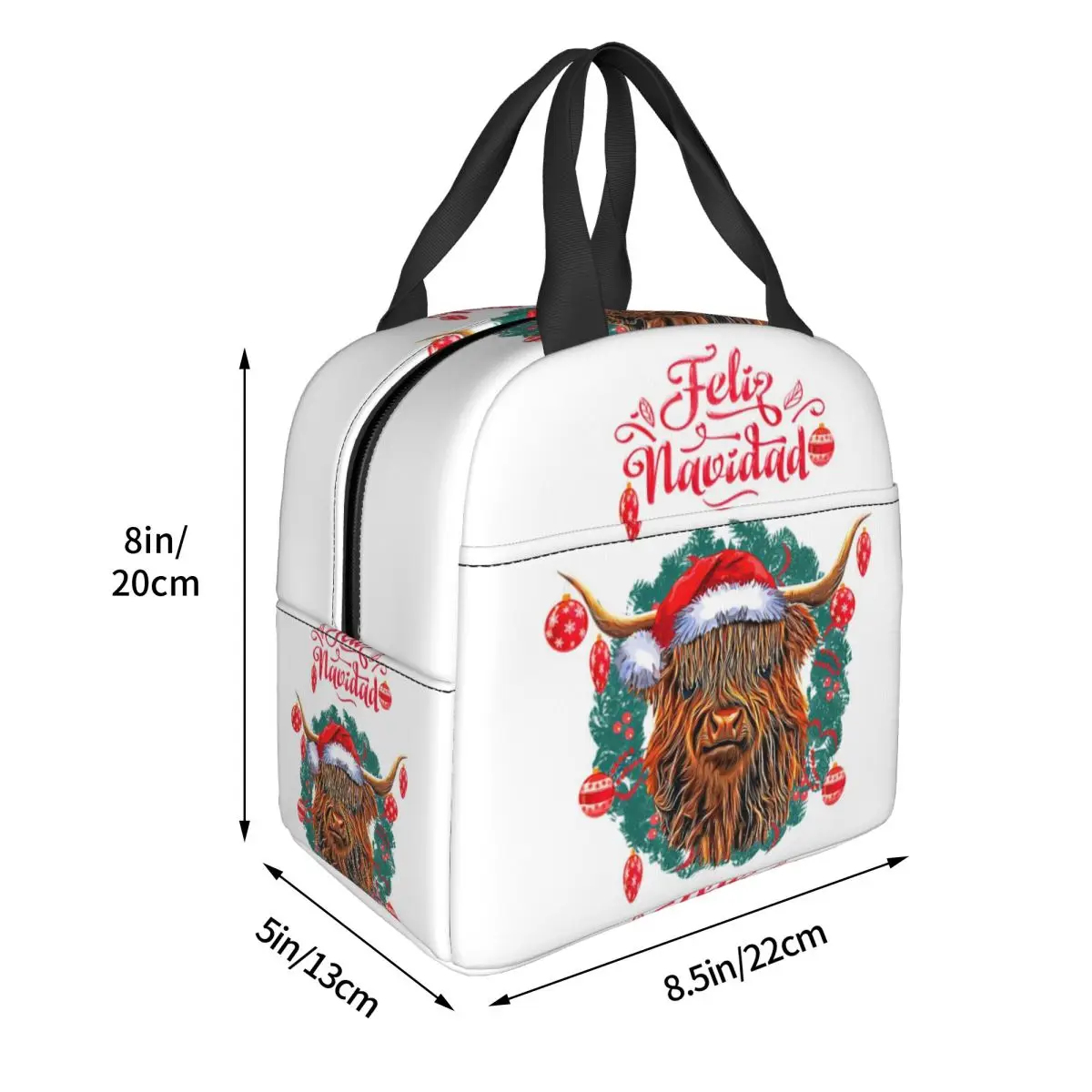عيد الميلاد المرتفعات البقرة فيليز نافيداد معزول حقيبة الغداء للنساء مكتب برودة صندوق طعام حراري حمل صناديق الغداء الحاويات #2