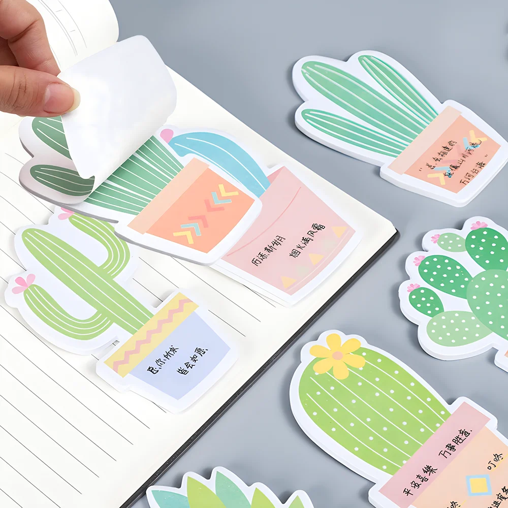 Korean Cute Cactus Sticky Notes Memo Pad Kawaii Post Notepad Writing Stickers Index Tab Stationery Book Decoration Diary Planner