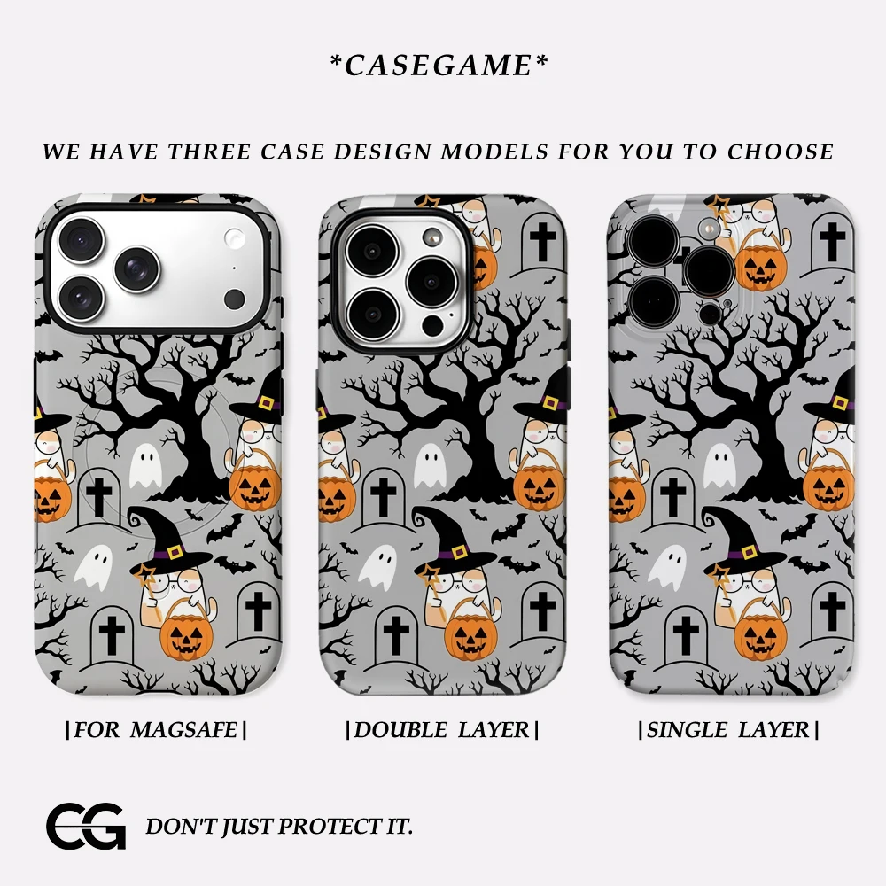Halloween Katten IPhone 17 Moet voor Magnetische Telefoonhoesje voor IPhone 17 16 15 14 13 Pro Max Plus Enkele Dubbellaagse Stoere Hoes