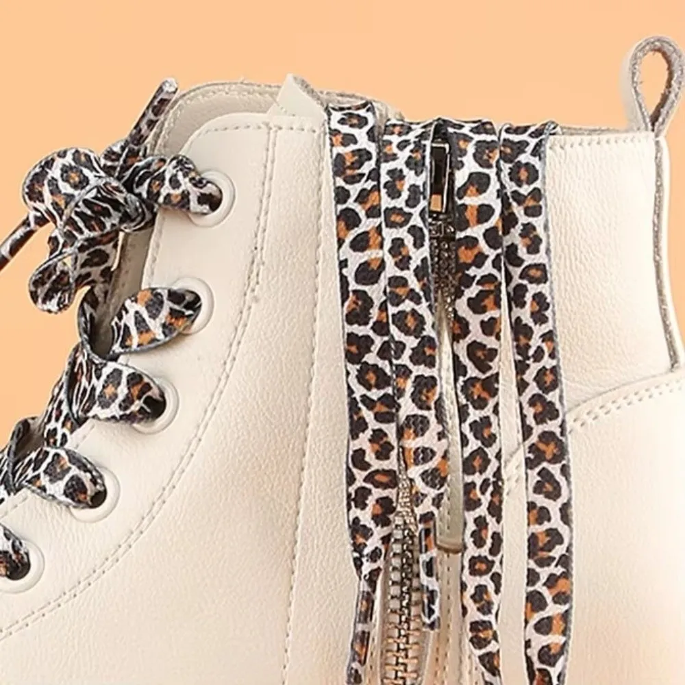 1 زوج 120 سنتيمتر ليوبارد طباعة حذاء رياضة Shoestrings استبدال أربطة الحذاء الرياضية الملونة شكل مسطح البوليستر أربطة أحذية إكسسوارات أحذية