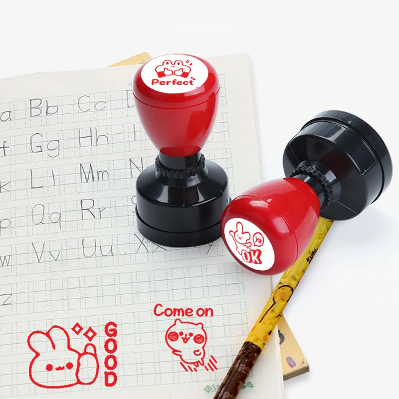 1PC Teacher Comments Encourage Stamp Award Praises Emoticons Seal Office Cultural Educational Supplies Student Rewards TMZ