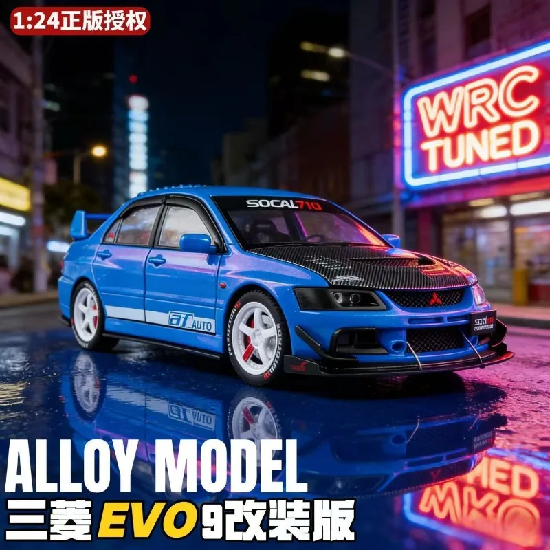 1:24 Mitsubishi EVO 9 Modified Alloy Car Open Hood Trunk Doors Simulated Interior Wheel Pull Back Display Gift