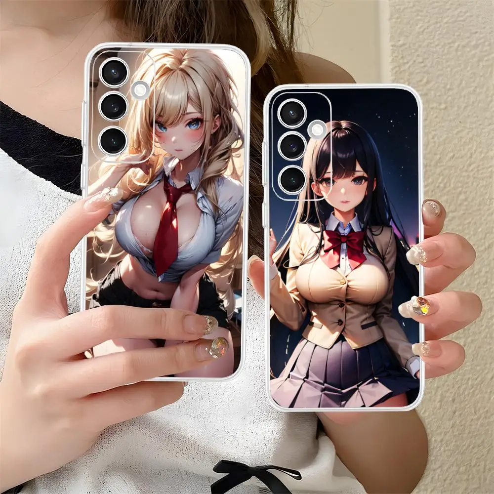 JK زي مدرسي فتاة قضية الهاتف لسامسونج غالاكسي S25 S24 S23 S22 S21Plus FE الترا واضح اللون واقية فاخرة جميلة