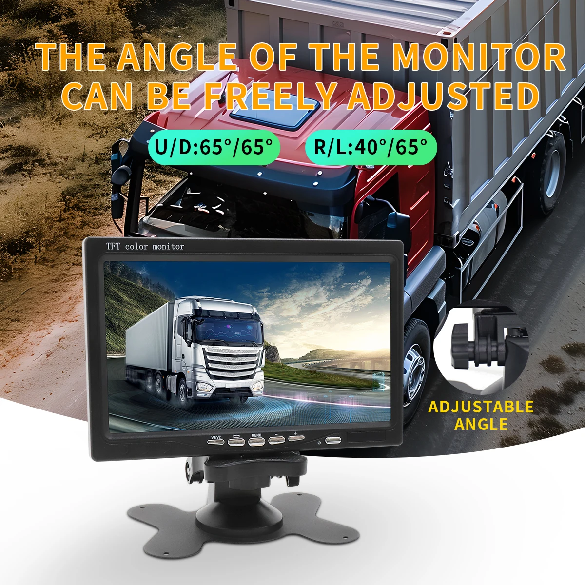 7 Inch IPS/TN Screen Car Video Monitor Camera CCTV Monitor Parking System for Truck 12-35V Power Supply