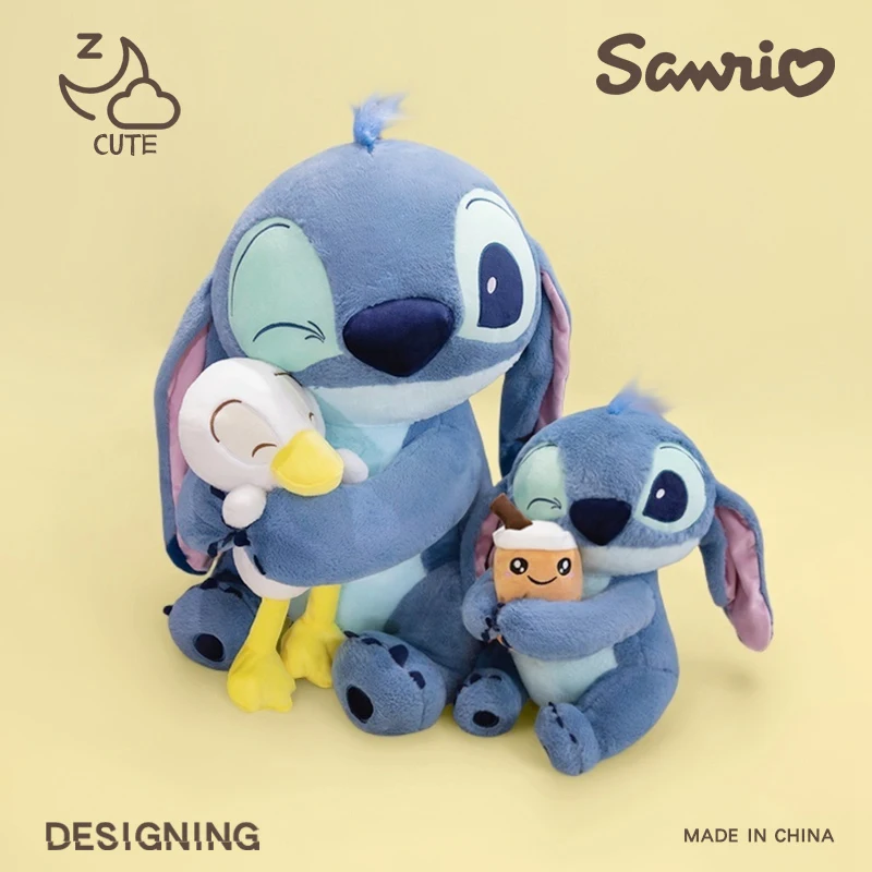 ตุ๊กตาดิสนีย์สติทช์ น่ารัก ตุ๊กตาอนิเมะลิโล่แอนด์สติทช์ พร้อมตุ๊กตาเป็ดถอดได้ ชานมไข่มุกการ์ตูน ตุ๊กตาของขวัญกอดได้