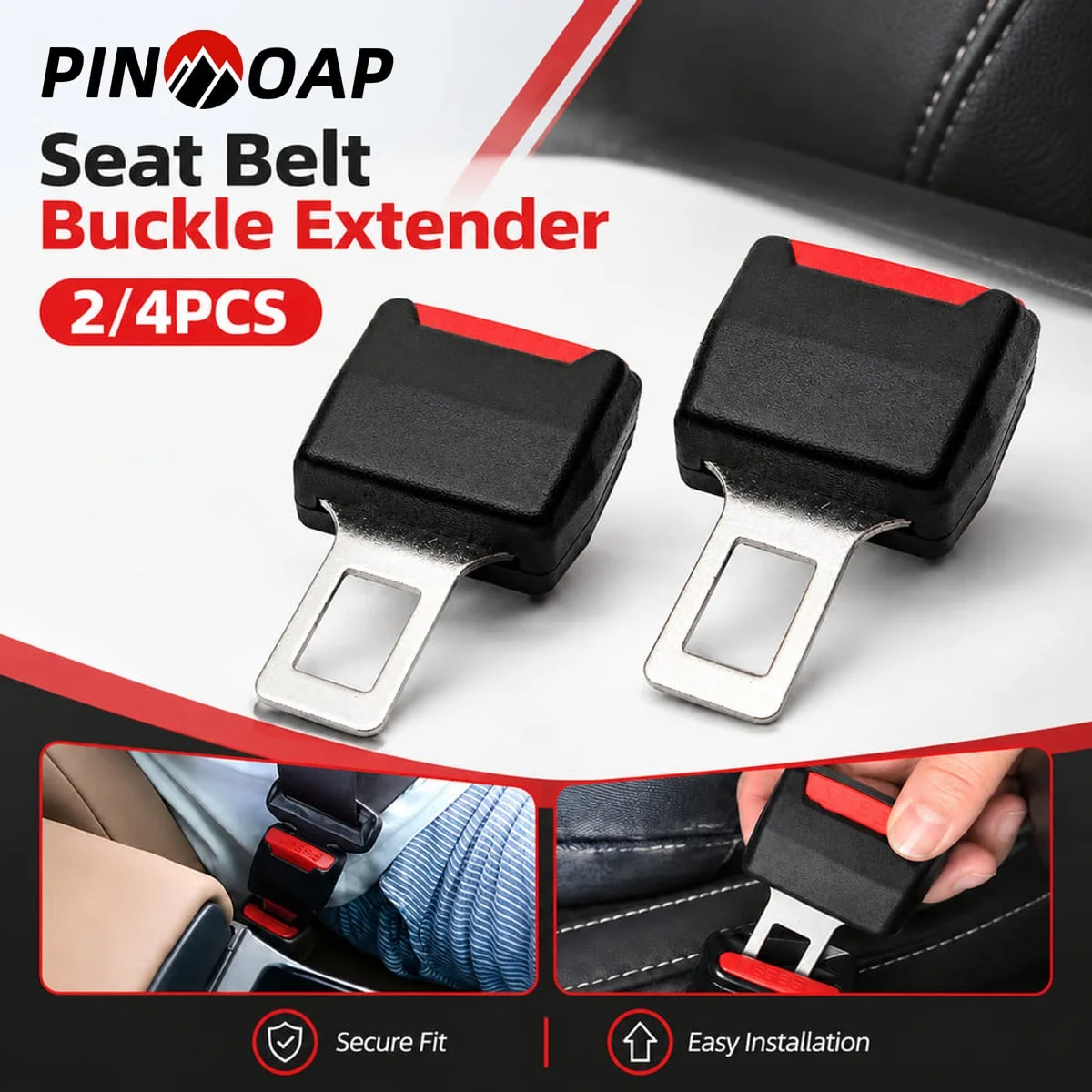 PINMOAP Car Seat Belt Extender Safety Belt Buckle Extension Clip for Pregnant Women Plus Size Drivers Easy Operation