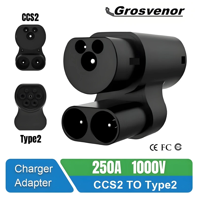 CCS2 to Type2 Tesla EV Charging Adapter CCS Combo 2 EV Charger Convertor for Model S/X Electric Vehicle Charging
