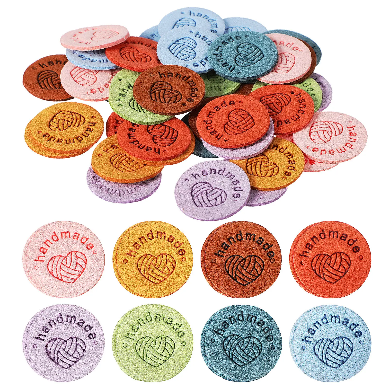 40Pcs Microfiber Labels Handmade Clear Pattern Sewing Tags for Clothes Fabric Knitting DIY Craft Decoration Multipurpose