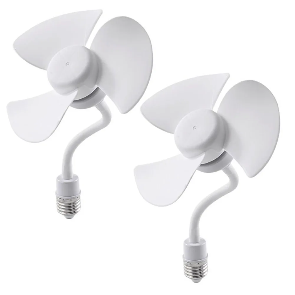 

2pcs Silent E27 LED Desk Fan Portable Fan Adjustable Wind Direction Flexible Tube Fan Portable ABS 14cm Diameter E27 Desk Fans