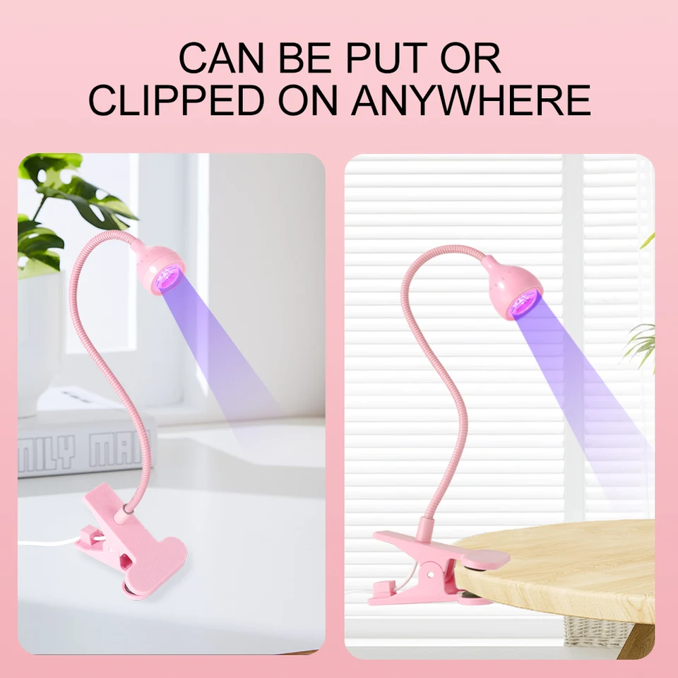 Lámpara LED UV para Uñas para Secar Gel, Clip Flexible de Escritorio, Mini Portátil USB, Secadora UV para Manicura en Salón 2