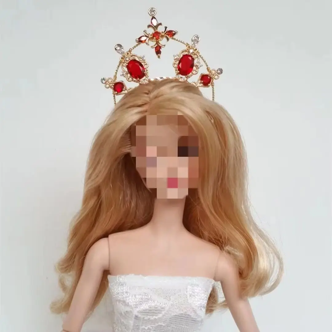 Doll Jewelry 1 6 Scale Dolls Accessories Crown Ruby Red Zircon Lolita Madonna Hair Tiara Free Shipping