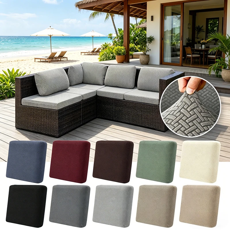 Outdoor Adjustable Sofa Cushion Cover Outdoor Jacquard Stretch Patio Sofa Seat Cover Living Room Couch Covers for Sectional 2026