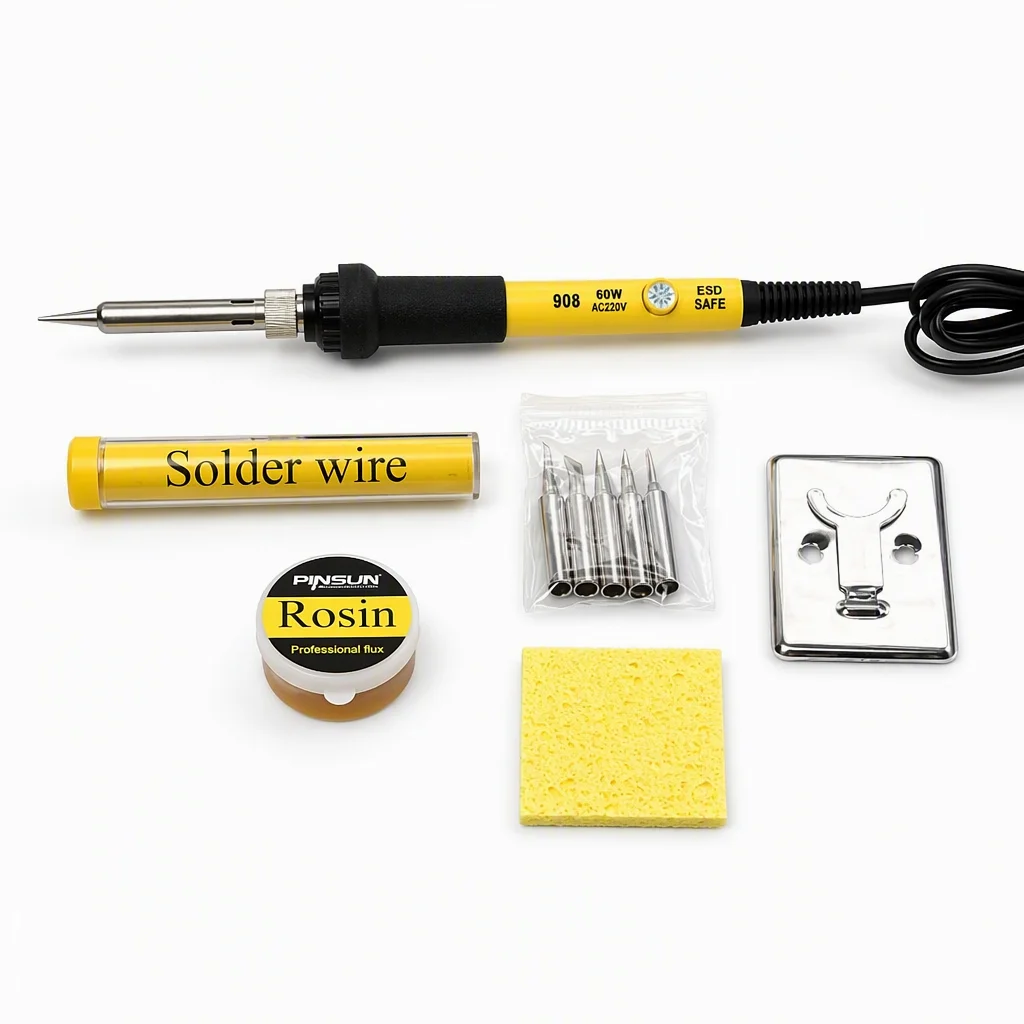 10 in 1 Soldering Iron Kit PINSUN 60W Adjustable Temperature Electric Welding Tool Set ESD Safe for DIY Repair Factory Price