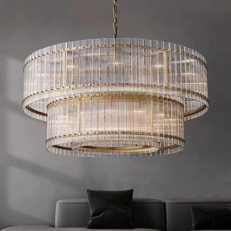 American Minimalist Italian Luxury Double Layer Round Pendant Light for Living Room Bedroom Dining Hotel Bar Home Decor