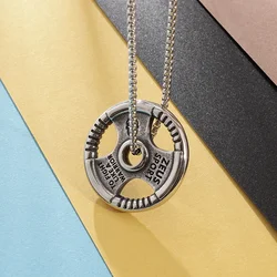 Men\\'s Personalised Fitness Dumbbell Steering Wheel Pendant Titanium Necklace As A Gift for Fitness Enthusiasts