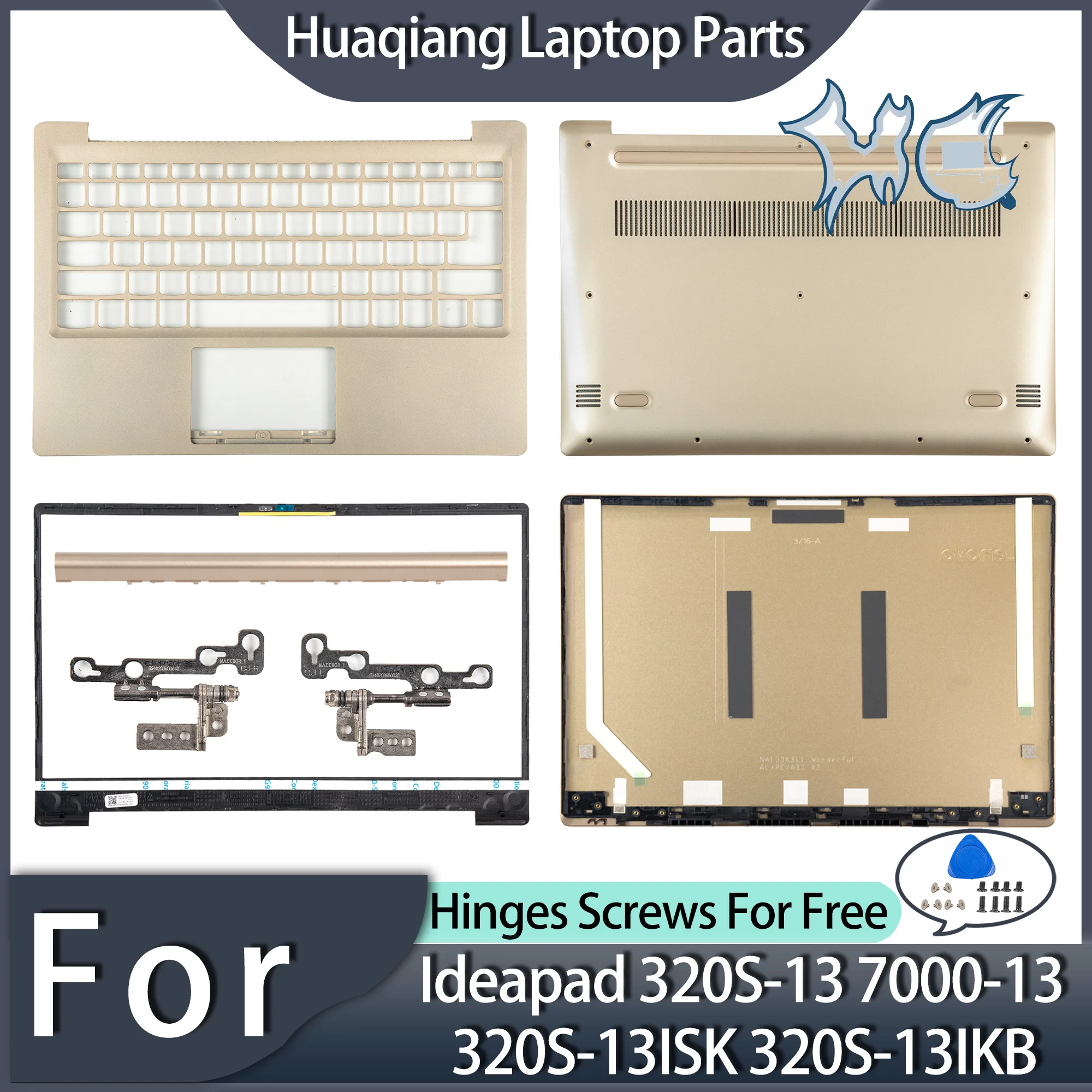 NEW For Lenovo Ideapad 320S-13 7000-13 320S-13ISK 320S-13IKB Laptop LCD Back Cover Front bezel Palmrest Bottom Hinge Gold