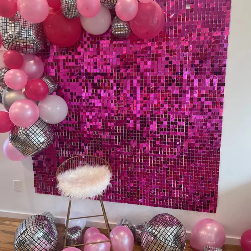 

3FTx6FT Shimmer Wall Backdrop 18Pcs Square Sequin Wall Panels Backdrop Decor for Wedding Anniversary Birthday Party Accessories