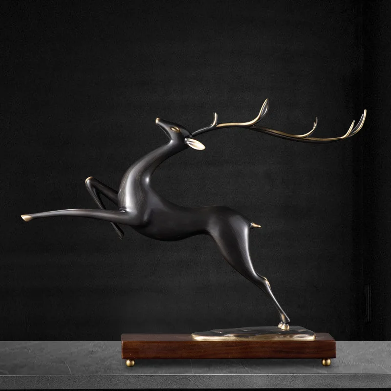 Factory Direct 2026 Leap Thousand Miles Brass Lucky Deer Ornament Living Room TV Cabinet Entrance Office Furnishings