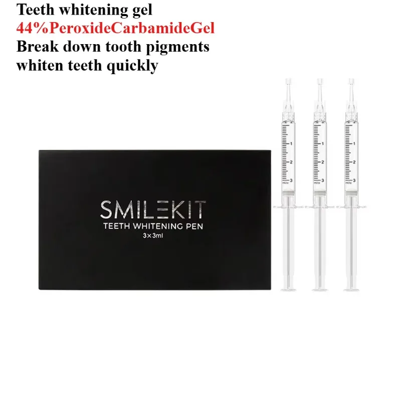 3pcs Pro Teeth Whitening Gels Dental Tooth Bleaching 44% Peroxide Carbamide Gel Syringe with Boutique Gift Box Oral Care Cleaner