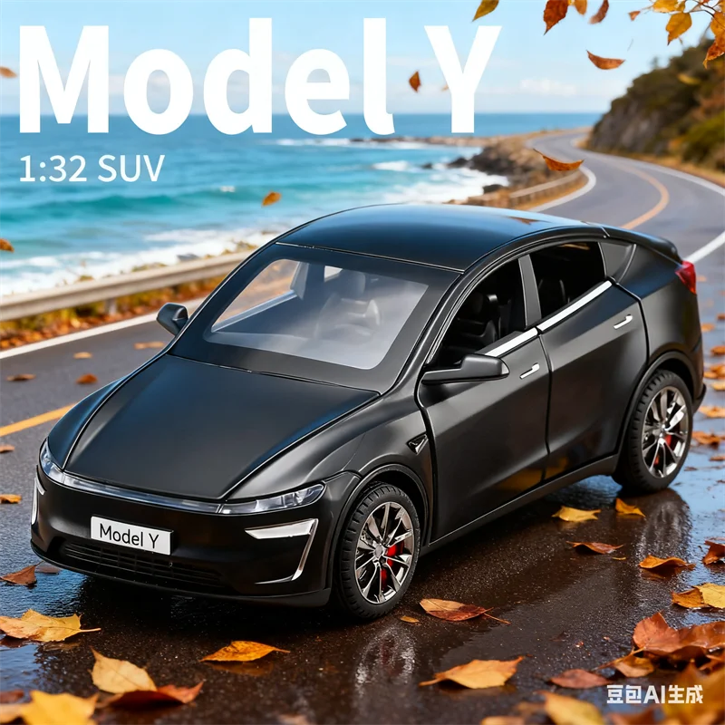 1:32 2025 Nieuwe Model Y Nieuwe energie SUV Diecast Auto Metalen Model Met Licht En Geluid Trek auto Legering speelgoed Collectie Voor Geschenken