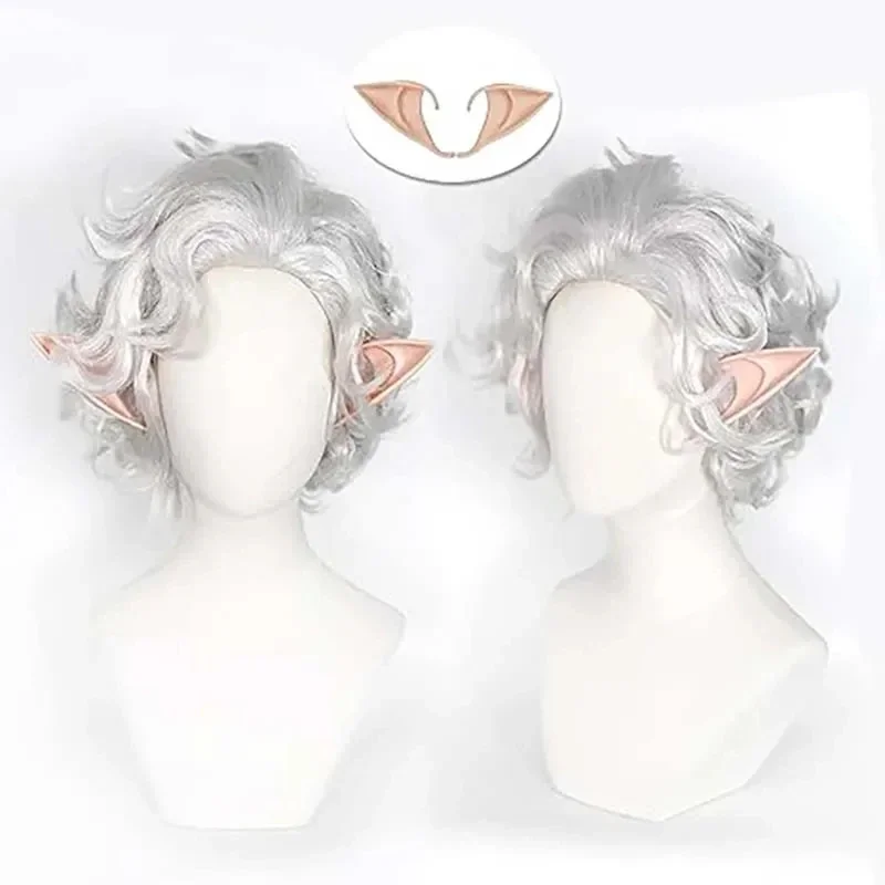 

Astarion Cosplay Wig Vampire Cosplay Wig Silver White Hair Baldur's Gate3 Heat Resistant Synthetic Hair Wigs