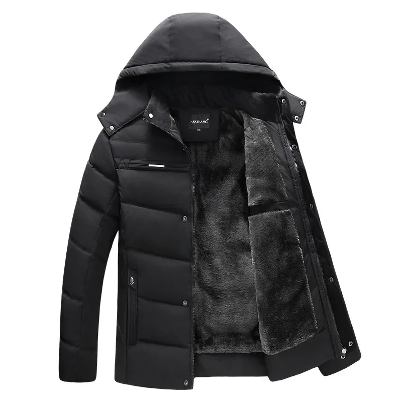 Men's Winter Cotton Padded Clothing Men's Solid Color Warm and Thick Top Men's Casual Loose Jacket Jacket