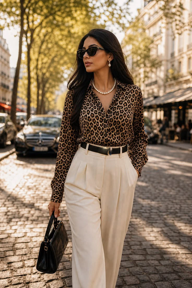 2026 Women's Sexy Leopard Print Long Sleeve Shirt Natural Texture 3D Printed Shirt Cocktail Party Festival Gift Women's Shirt