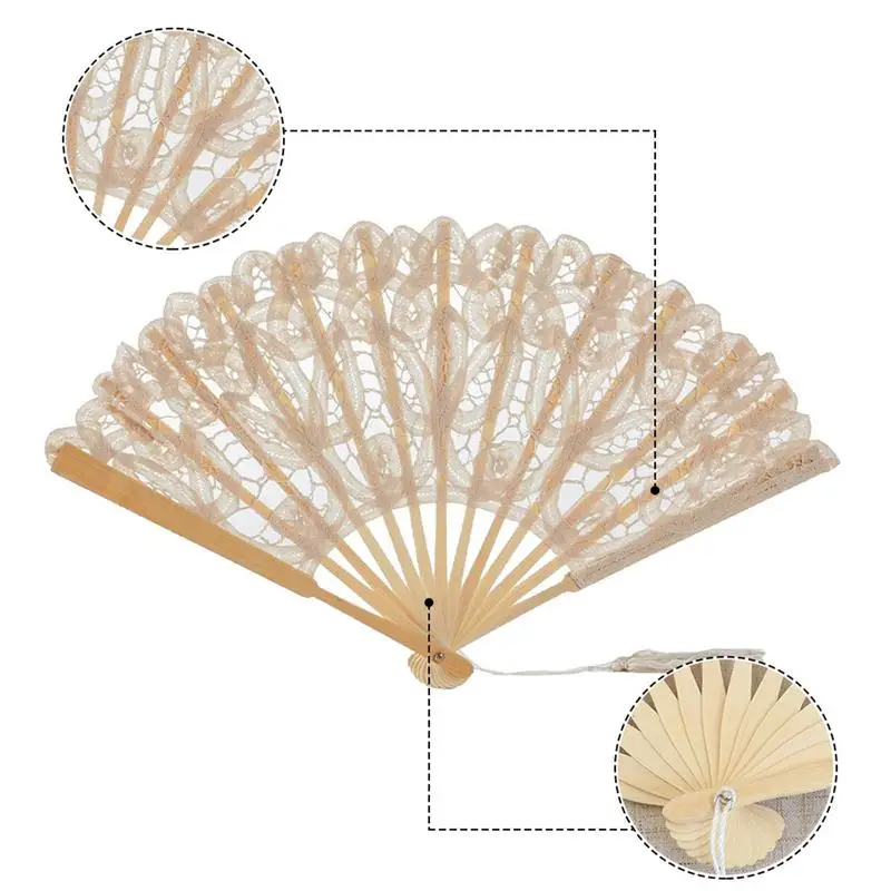 1pc Held Fan Pattern Folding Dance Wedding Party Lace Folding Hand Held Flower Fan Hand Held Fan For Stage Performances