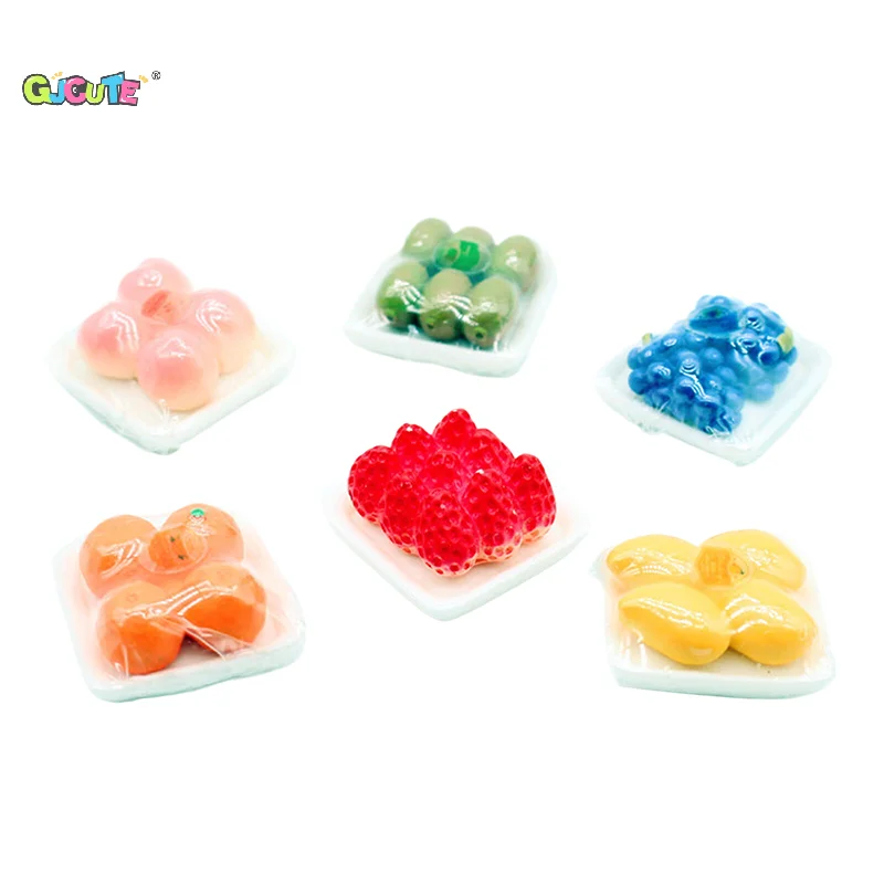 Dollhouse Mini Simulated Plastic Sealed Fruit Combination Model w/ Clear Box Doll House Decoration Accessories Photography Prop