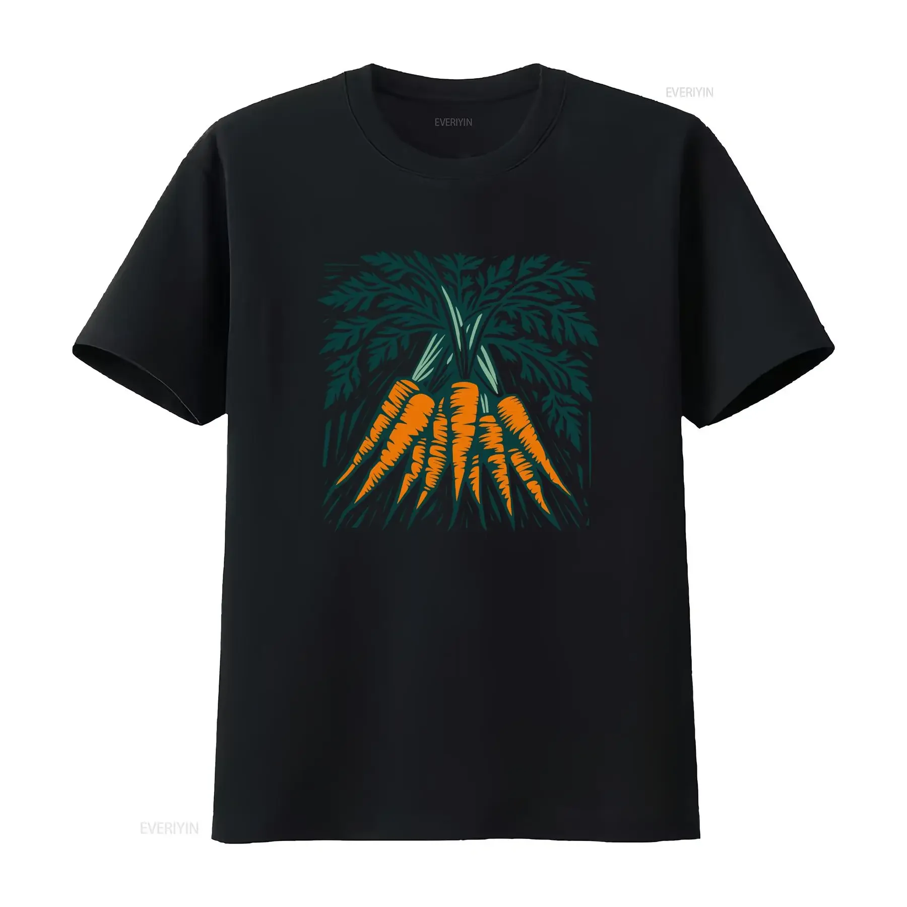 Vintage Linocut Carrot Bunch Nature Vegetable Lover Casual T Shirt vintage Washed graphic fashion Comfortable