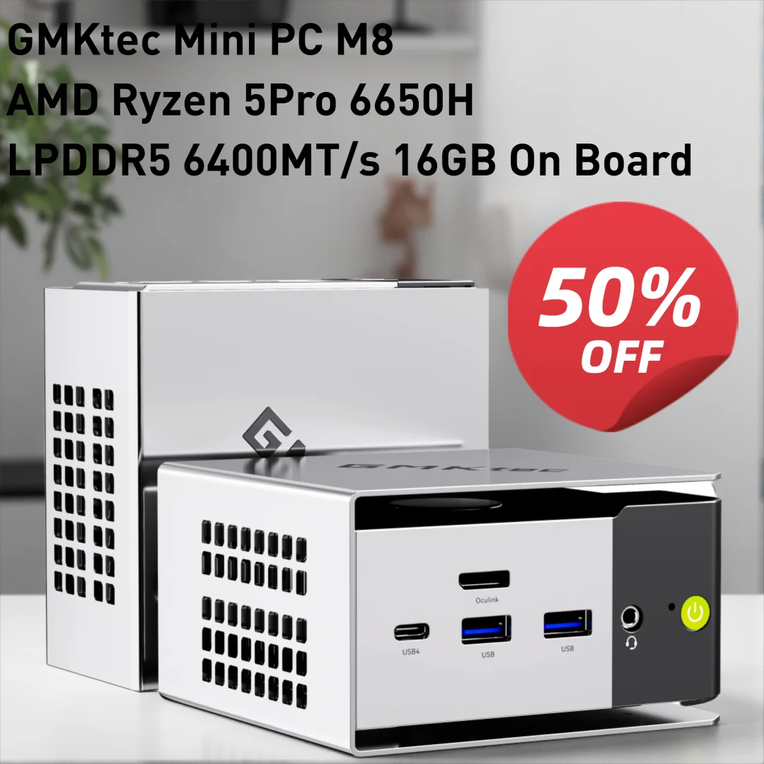 GMKtec ミニPC M8 Nucbox Ryzen 5Pro 6650H Windows 11 Pro LPDDR5 16GB 500GB/1TB GPU Radeon 660M Oculink Wifi 6E BT5.2