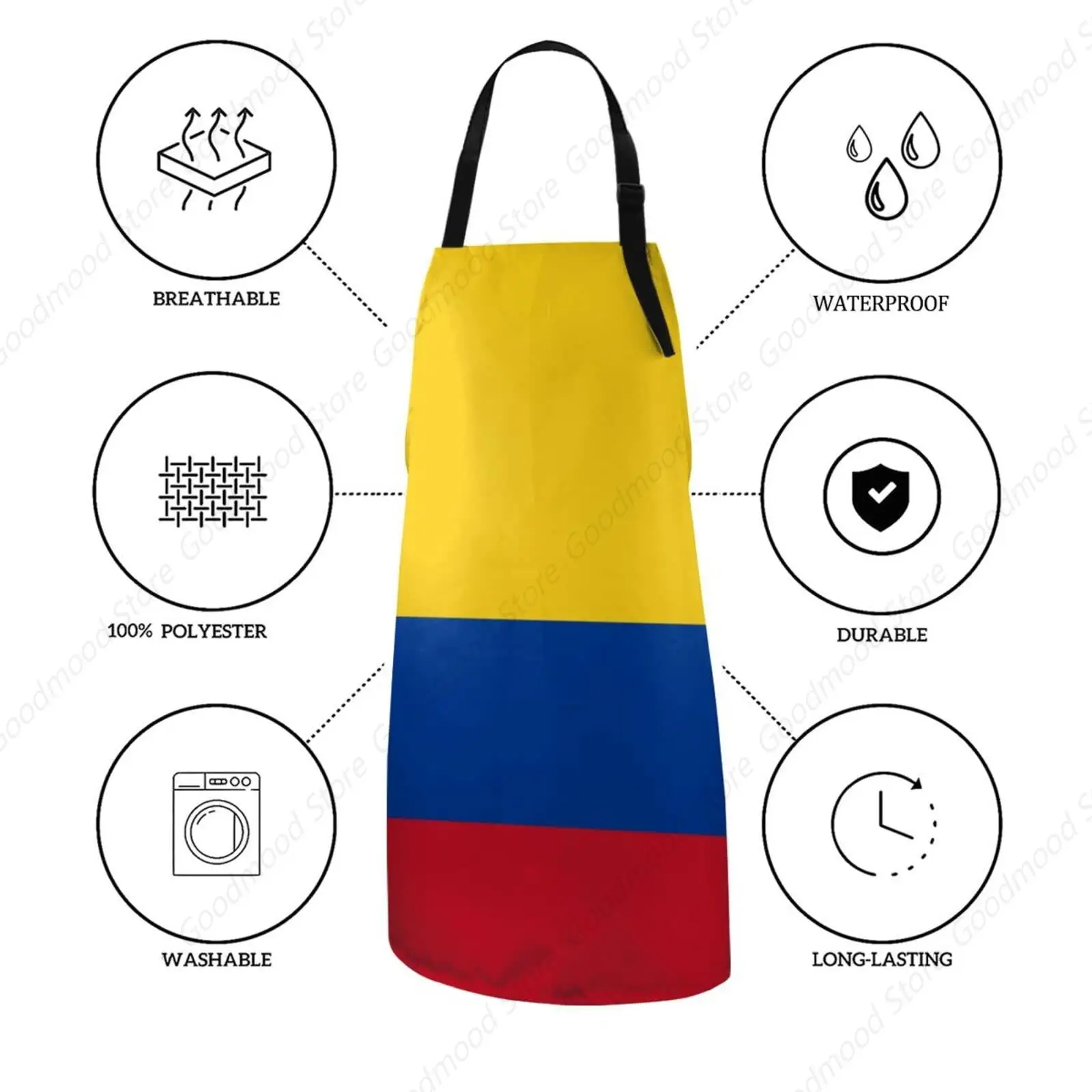 Colombia Flag Mens Aprons Bib Long Full Apron For Chef Cooking Gardening Serving Grill