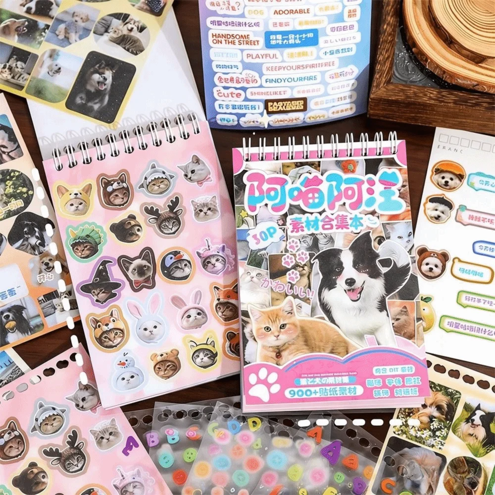 

Coil-Bound Pets Sticker Book DIY Decorative Ring Binding DIY Handbook Stickers Notebook Album Journaling Scrapbooking Decoration
