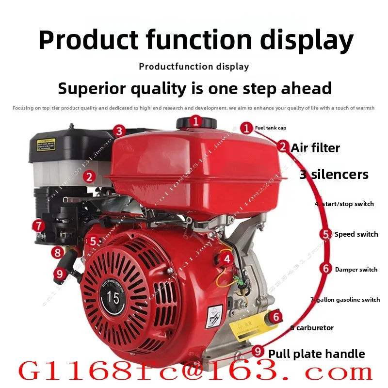 170F190F Agricultural Micro Tiller, Threshing Machine, Water Pump, Wiping Machine, High Horsepower Four Stroke