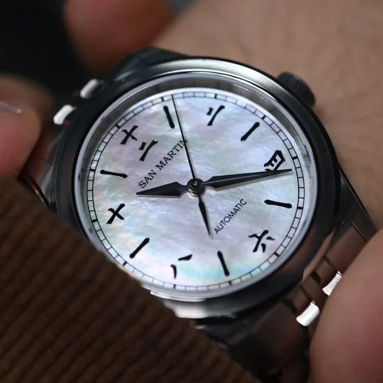 San Martin Men Automatic Watch 39mm Gada Mechanical Wristwatch 10Bar Waterproof BGW-X1 Luminous MOP Sparkle Dial Miyota 90S5