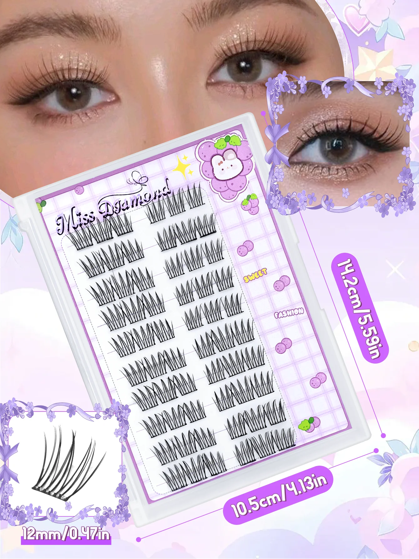 Ciglia finte autoadesive senza colla da 60 pezzi, perfette per progetti fai da te e celebrazioni festive.