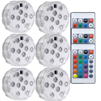 10 LEDs Underwater Night Lamp RGB Led Submersible Light Battery Operated Garden Swimming Pool Light for Wedding Party Vase Bowl