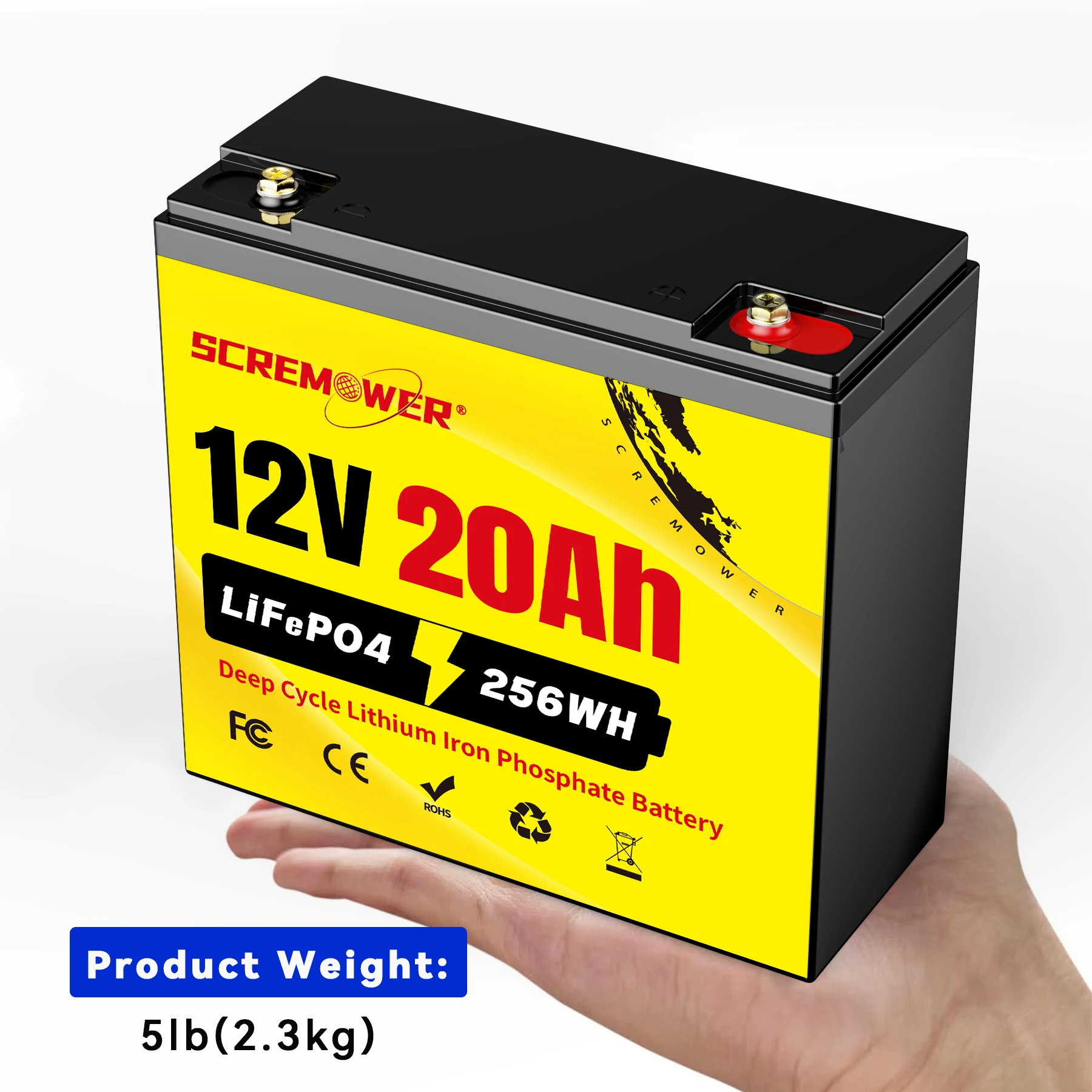 

12V 20Ah LiFePO4 Lithium Batteries With Smart BMS,4000+ Deep Cycle Lithium Iron Phosphate Rechargeable Battery For Child Scooter