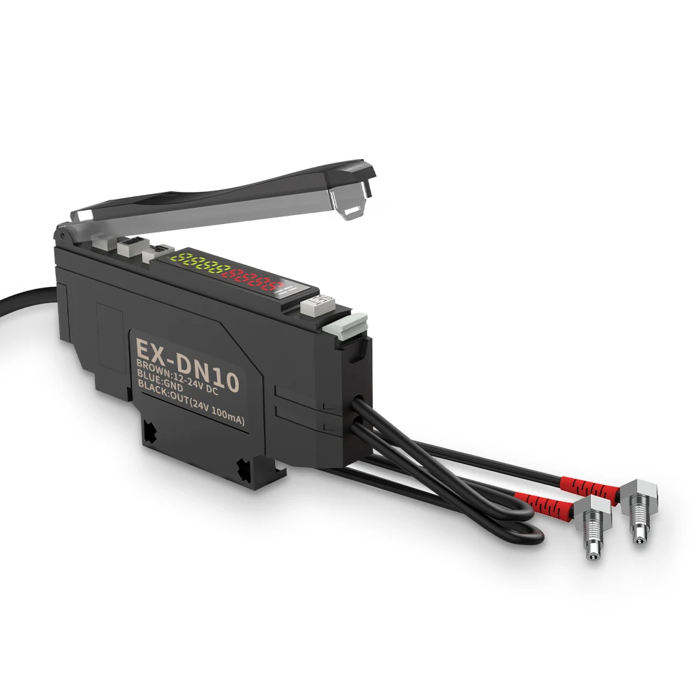 GTRIC L-Shaped Bend Fiber Optic Sensor Kit 12-24V IP67 Metal Housing Anti-Interference Diffuse Reflective Photoelectric Switch