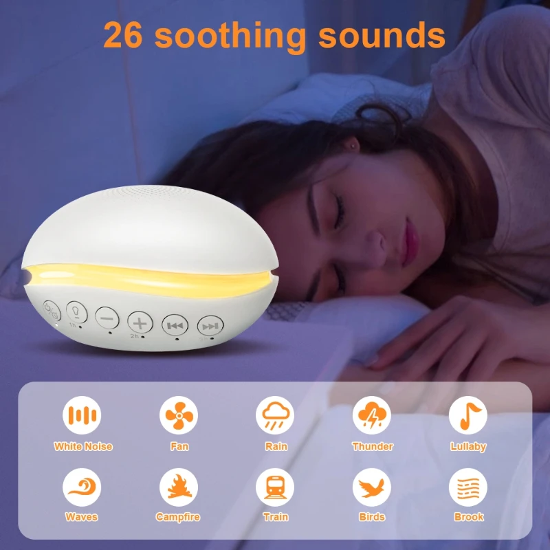 Supports Intelligences Lumières respiratoires chronométrées Portable Bruit blanc Mini Sommeil Haut-parleur sans fil Bébé Apaisant Sommeil Aide au sommeil