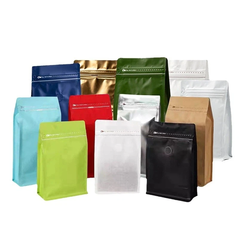 Sacs à café avec valve, en aluminium, thermoscellables, avec fermeture éclair latérale, pour le stockage de thé, de noix, de grains de café, d'aliments secs, réutilisables, 10/50 pièces