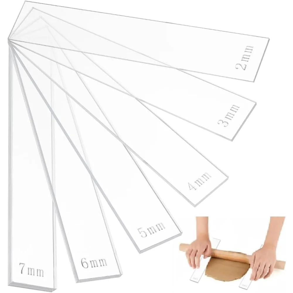 

12 шт., 6 размеров, набор направляющих для глубины из акриловой полимерной глины 234567 mmРегулируемая направляющая для качения из глины с защитной пленкой для комплекта